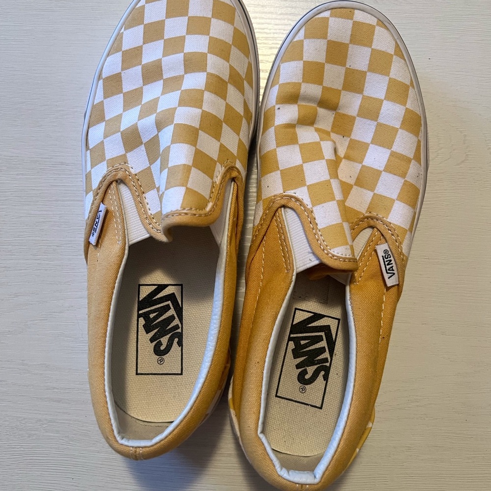 Vans Kids Checkerboard Slip-On Shoes - Tan